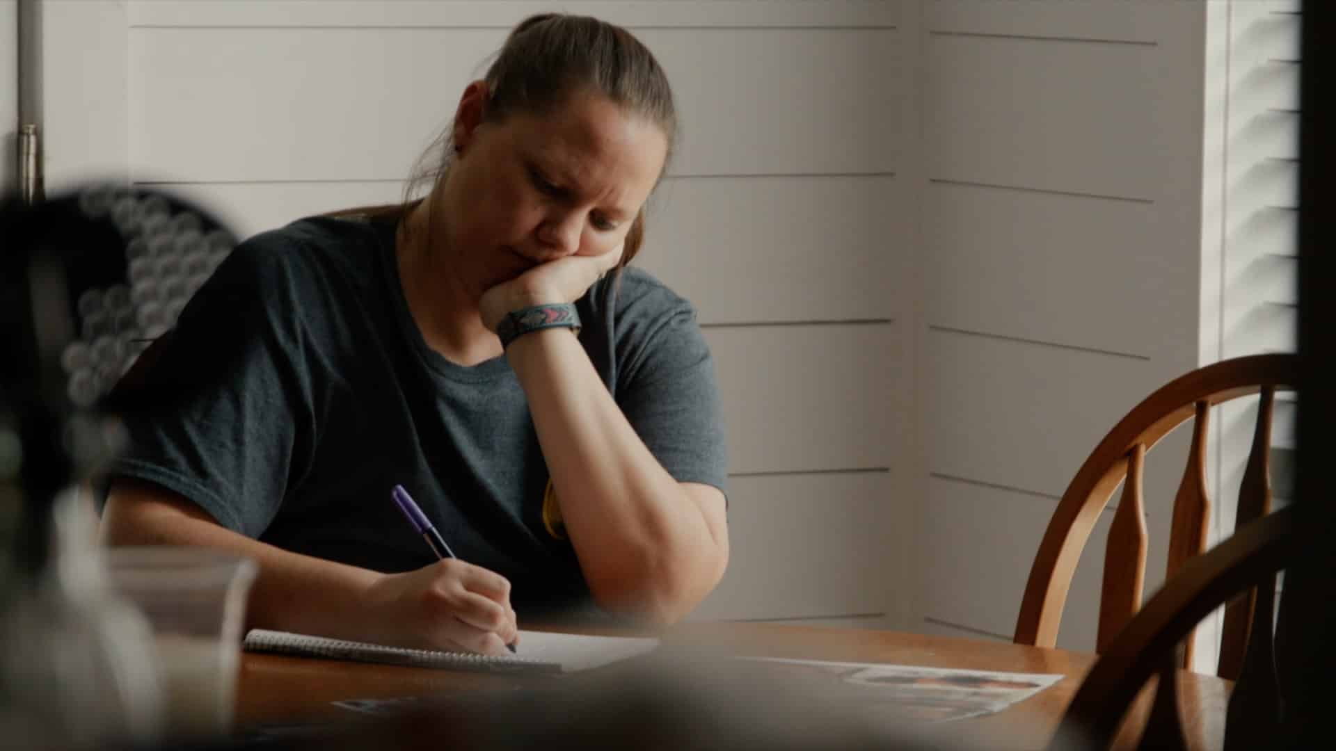 woman at table